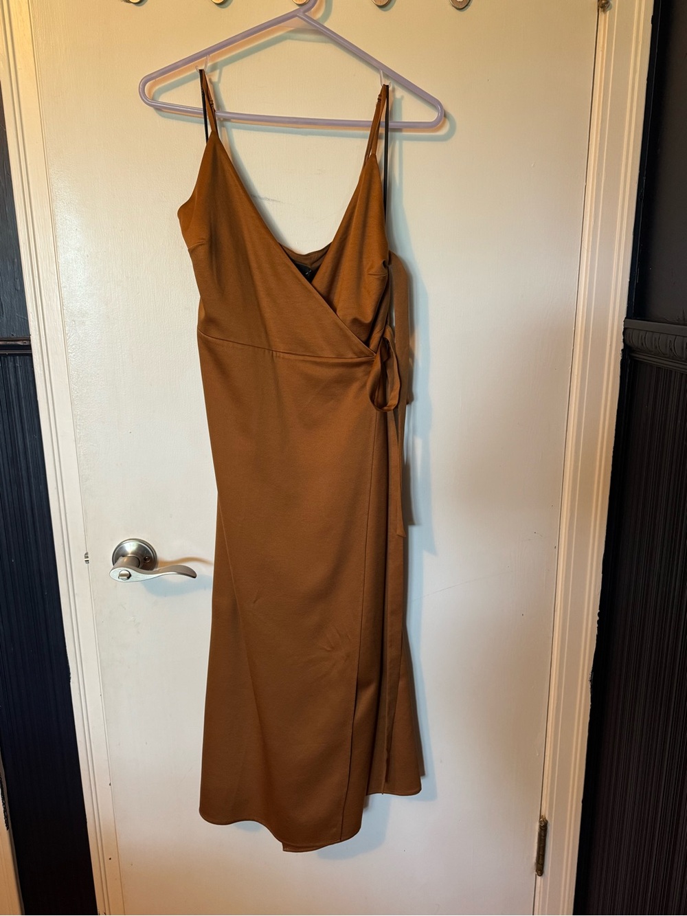 Simons Satin Wrap-Style Midi Dress Small
